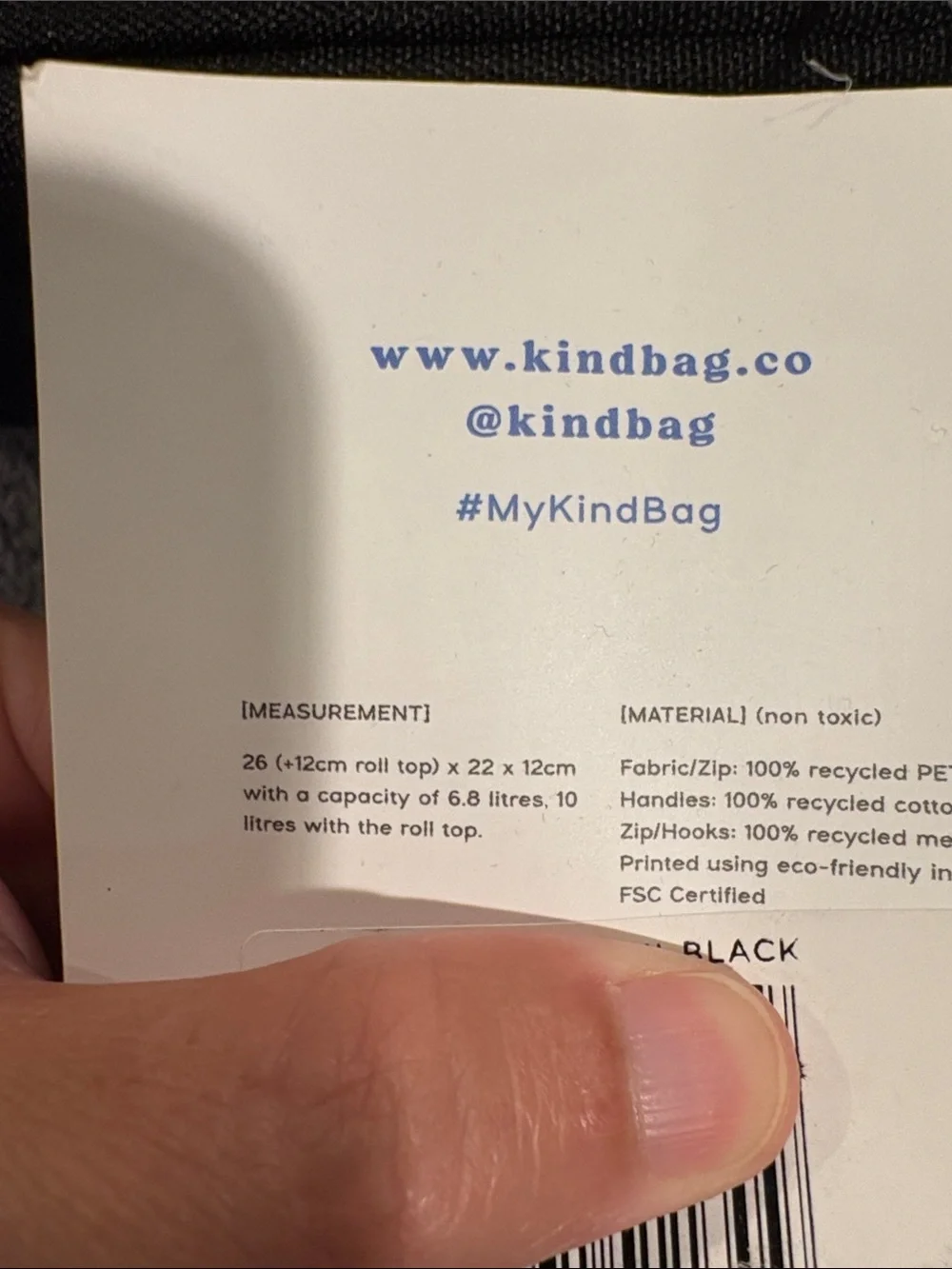Kind Bag London Backpack with Cream Handles